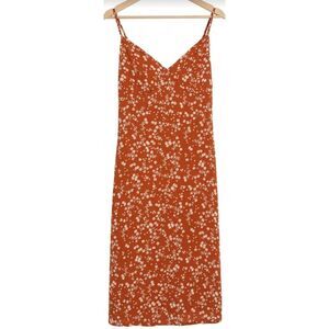Cotton on womens large midi slip dress rust reddish brown viscose floral